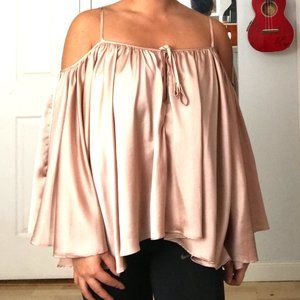 Rose Gold Off the Shoulder Satin Top